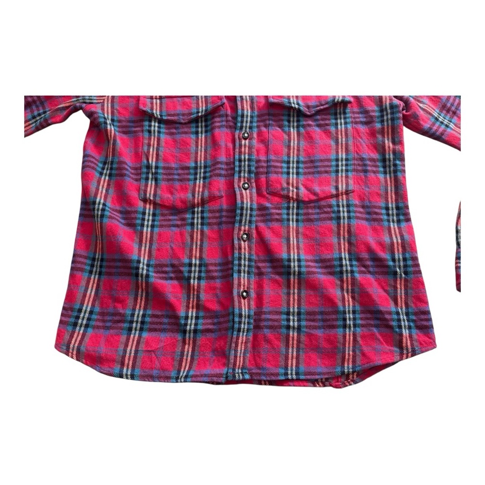 Corridor New York Men’s Red Plaid 100% Cotton Size L Long Sleeve Flannel Shirt - Picture 9 of 11